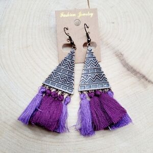 Brand New Boho Style Purple Tassel Earrings